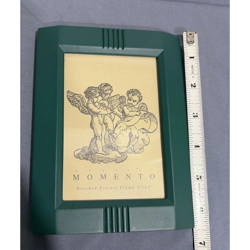 Lot of 3 Vintage Momento Green Notched Picture Frames 3.5x5 Postmodern 1990s